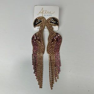 NWT Allie Beads pink flamingo statement earrings